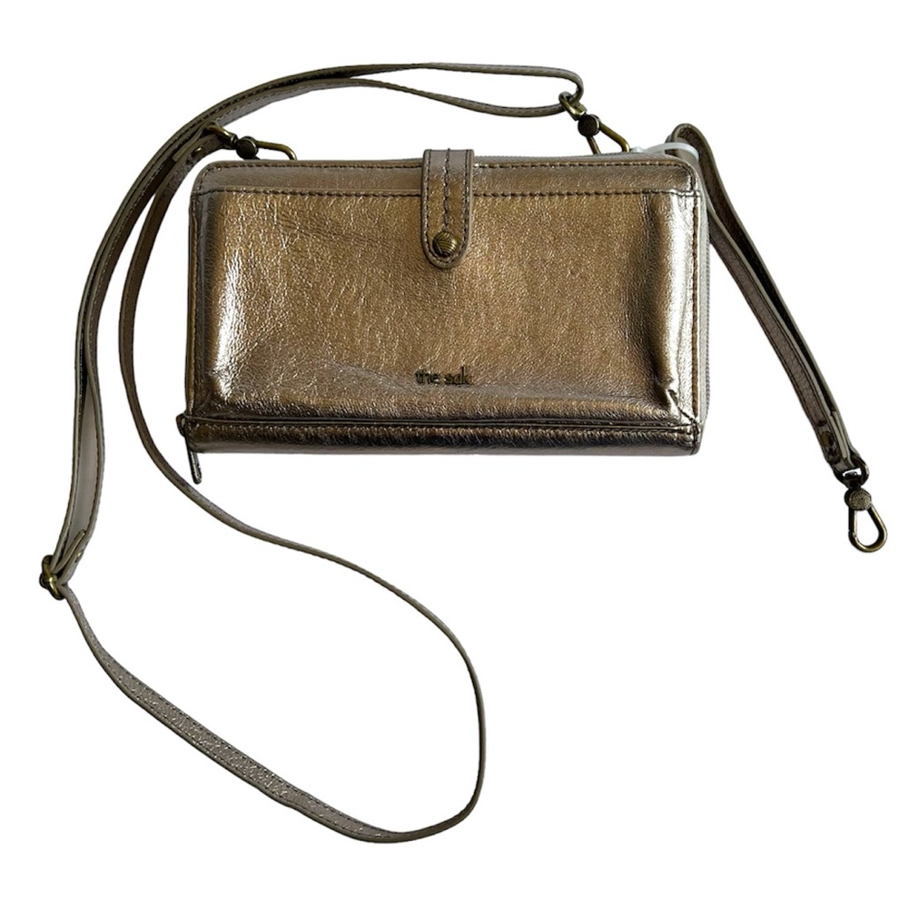 The Sak Redwood 3 In 1 Crossbody Wallet Wristlet in Pyrite Metallic Leather